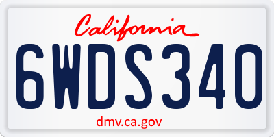CA license plate 6WDS340