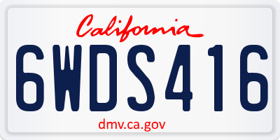 CA license plate 6WDS416