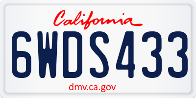 CA license plate 6WDS433