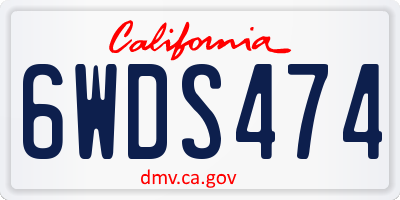 CA license plate 6WDS474