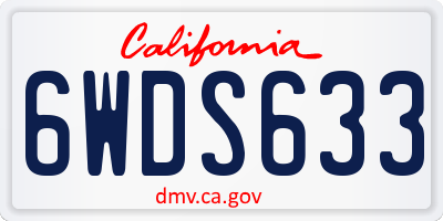 CA license plate 6WDS633