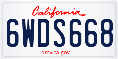 CA license plate 6WDS668
