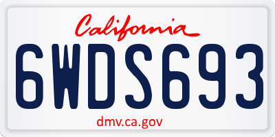 CA license plate 6WDS693
