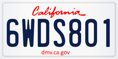CA license plate 6WDS801