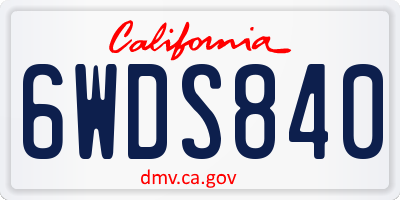 CA license plate 6WDS840
