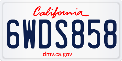 CA license plate 6WDS858
