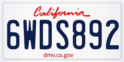 CA license plate 6WDS892