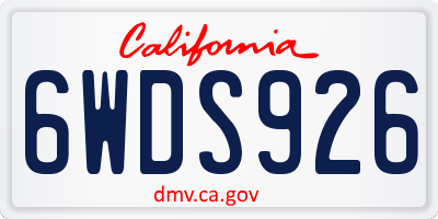 CA license plate 6WDS926