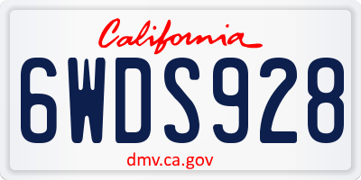 CA license plate 6WDS928