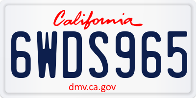 CA license plate 6WDS965