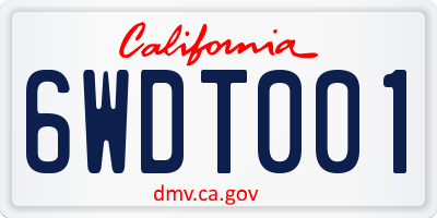 CA license plate 6WDT001