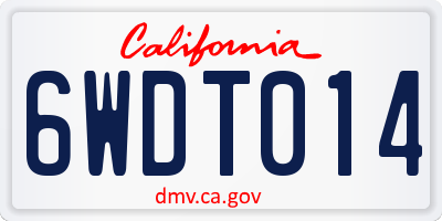 CA license plate 6WDT014