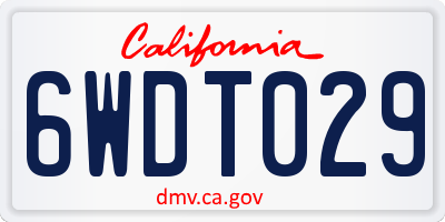 CA license plate 6WDT029