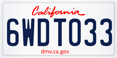 CA license plate 6WDT033