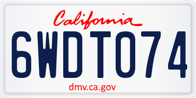 CA license plate 6WDT074