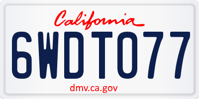 CA license plate 6WDT077