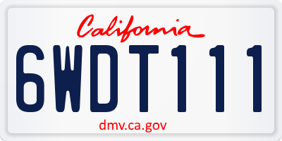 CA license plate 6WDT111