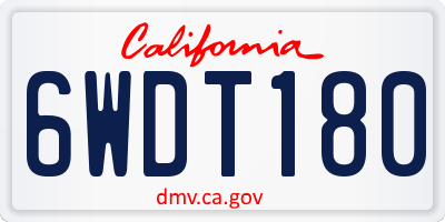 CA license plate 6WDT180