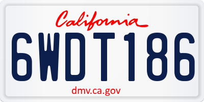 CA license plate 6WDT186