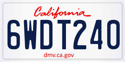 CA license plate 6WDT240