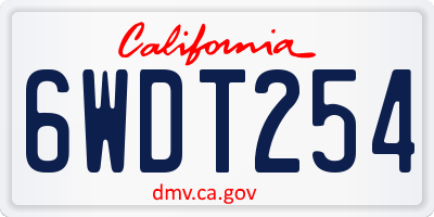 CA license plate 6WDT254