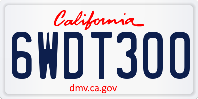 CA license plate 6WDT300