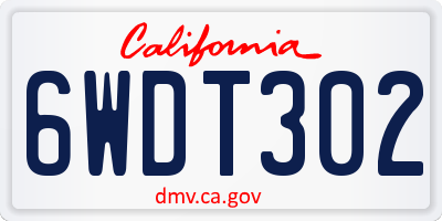 CA license plate 6WDT302