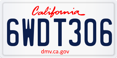 CA license plate 6WDT306