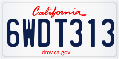 CA license plate 6WDT313
