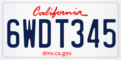 CA license plate 6WDT345