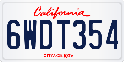 CA license plate 6WDT354