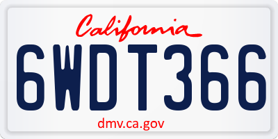 CA license plate 6WDT366