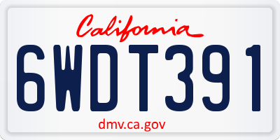 CA license plate 6WDT391