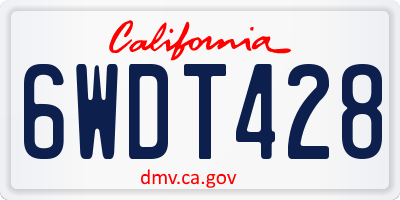 CA license plate 6WDT428