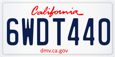 CA license plate 6WDT440