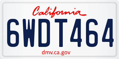 CA license plate 6WDT464