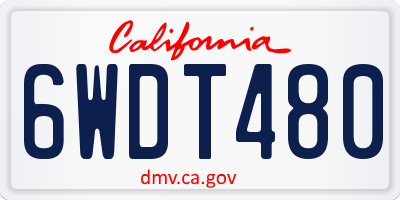 CA license plate 6WDT480