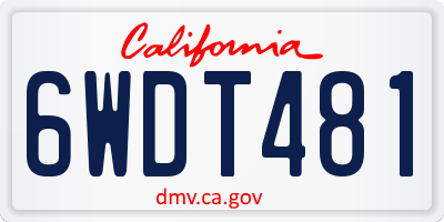 CA license plate 6WDT481