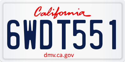 CA license plate 6WDT551