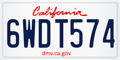 CA license plate 6WDT574