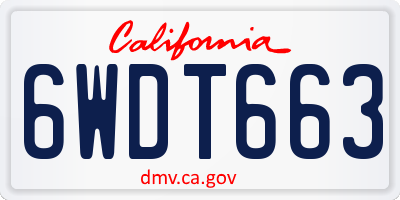 CA license plate 6WDT663
