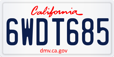 CA license plate 6WDT685