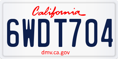 CA license plate 6WDT704