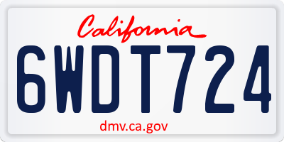 CA license plate 6WDT724