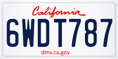 CA license plate 6WDT787