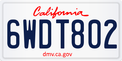 CA license plate 6WDT802