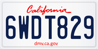CA license plate 6WDT829