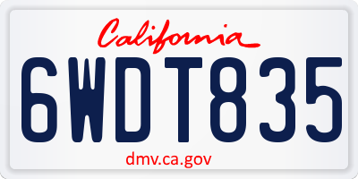 CA license plate 6WDT835