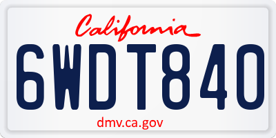 CA license plate 6WDT840