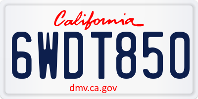 CA license plate 6WDT850